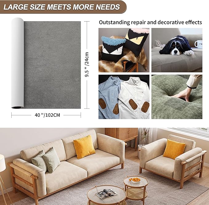 Azobur Sofa Fabric Repair Patch, Oversized Microfiber Patch，Self Adhesive - Image 2
