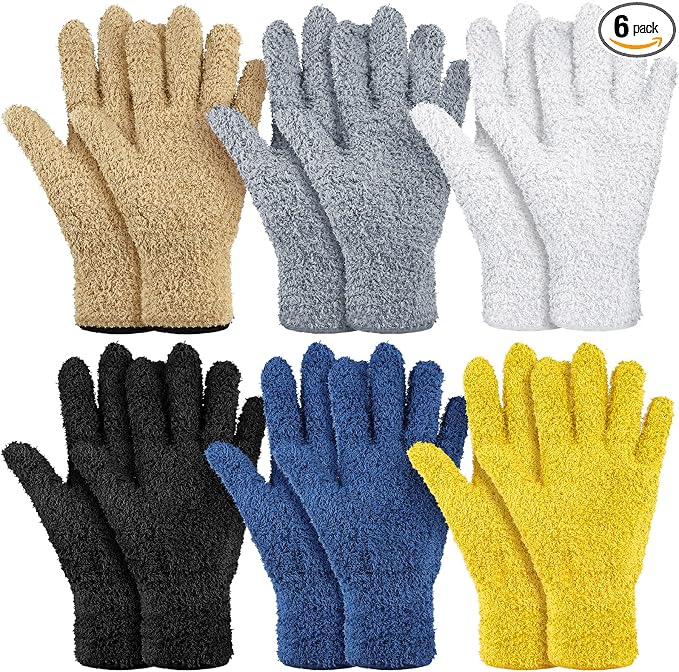 Bencailor 6 Pairs Microfiber Dusting Gloves, Dusting Cleaning Gloves Microfiber by Bencailor