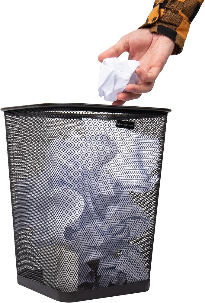 Mind Reader Mesh Trash Can, Waste Paper Basket, Metal Mesh, 9.75"L x 9.75"W x - Image 6