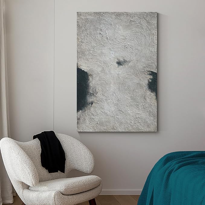 NANKAI Minimalist Art Hand Painted Black and Gray Abstract Oil Painting Canvas - Image 4