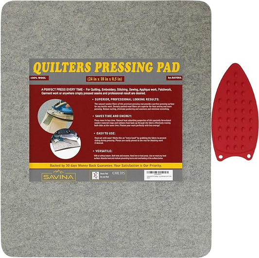 Wool Pressing Pad - 24in x 18in Quilting Ironing Pad - 100% New Zealand Felted by SAVINA