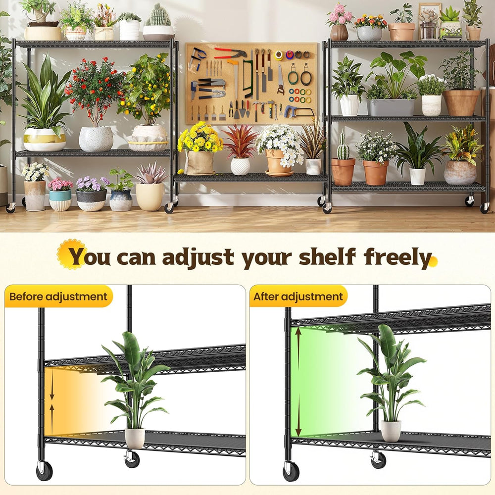 DurayLoly 1500LBS Wire Shelving Unit, 3-Tier Adjustable Garage Rack
