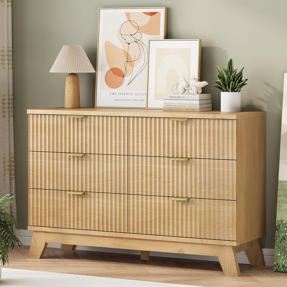 Fluted Dresser for Bedroom with 6 Drawers, 48" Wide Modern Chest of Draw...