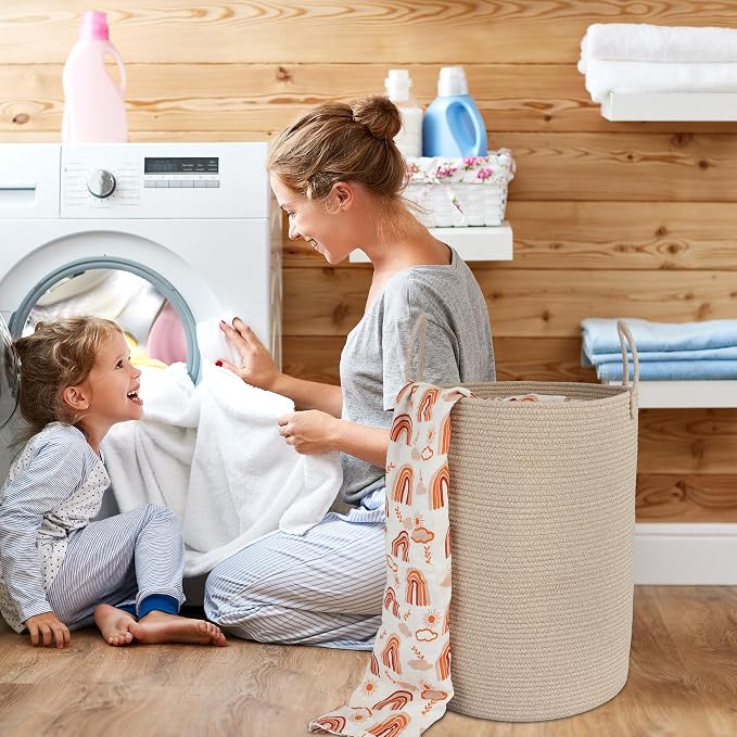 Cotton Rope Laundry Basket Hamper - Image 4