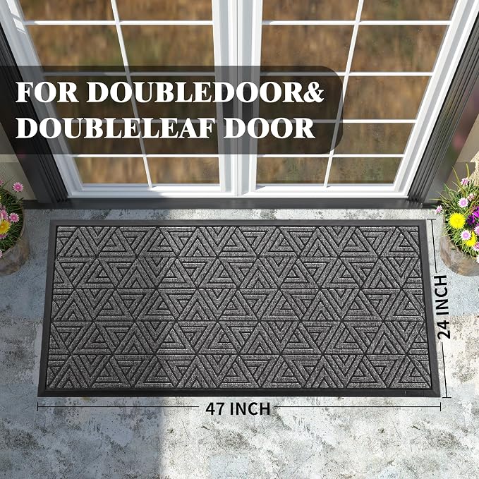 Yimobra Large Door Mat 47x24, All-Weather Waterproof Non-Slip Welcome Matt - Image 2