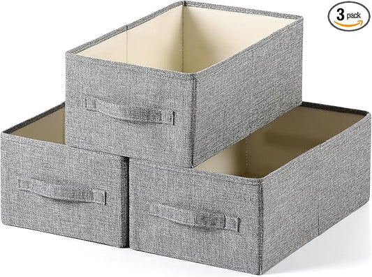 Linen Folding Storage Bins, 3 Pack Large Storage Baskets, Clothing Storage Bins by Unknown