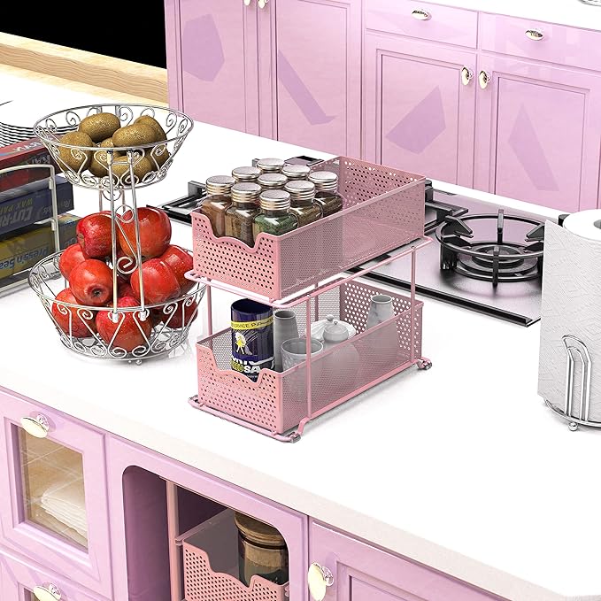 SIMPLE HOUSEWARE 2 Tier Sliding Cabinet Basket Organizer Drawer - Image 7