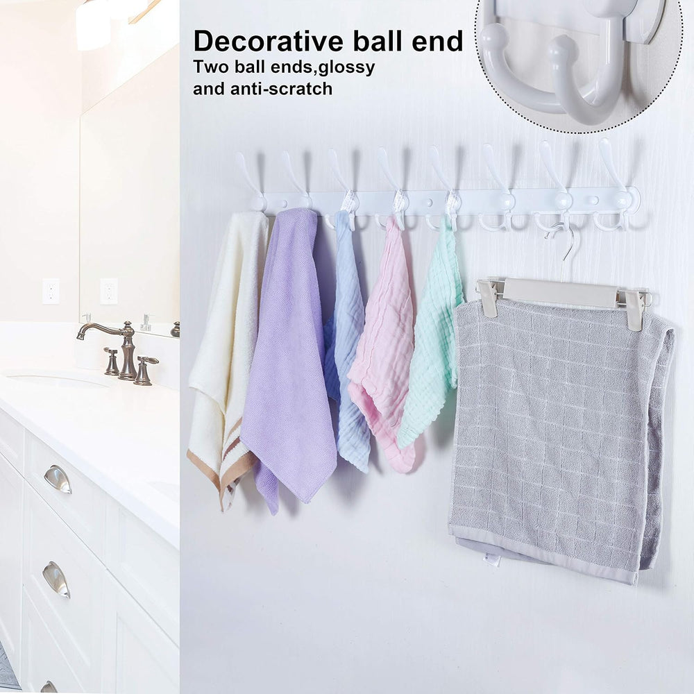 WEBI Coat Rack Wall Mount long,8 Tri Hooks for Hanging,30 inch Hook Rack Rail...