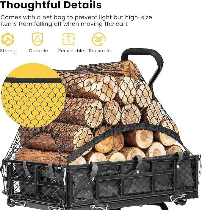 VIVOHOME Heavy Duty 400 Lbs Capacity Mesh Steel Garden Cart Folding Utility - Image 4