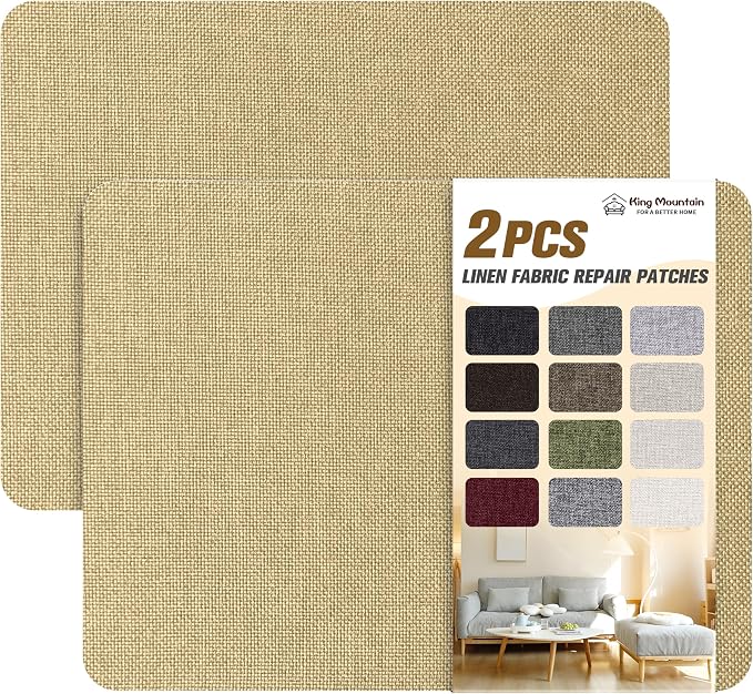 KING MOUNTAIN Coarse Linen Repair Patches, Self-Adhesive Linen Fabric Patches by ForABetterHomeLife