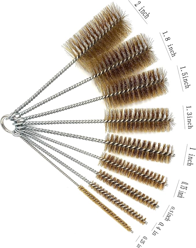 Pipe Cleaning Brush Set with Brass Bristles, 9 Piece Variety Pack - Image 2