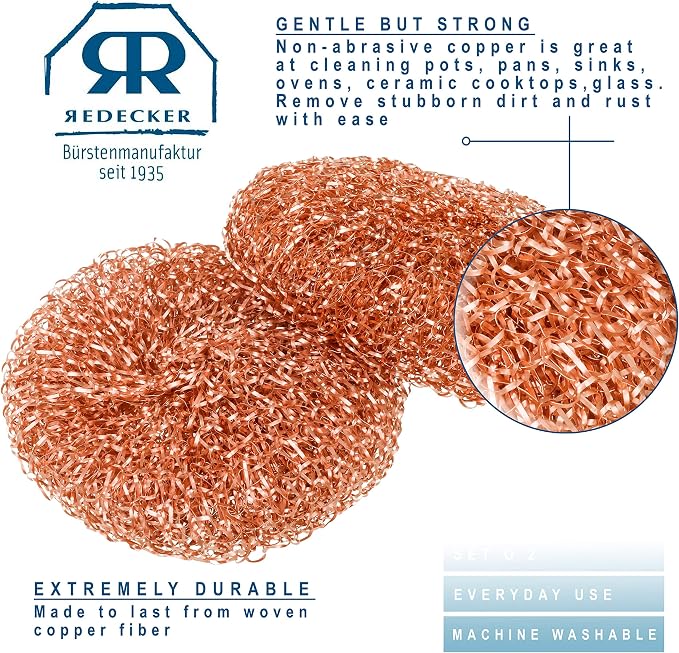 Redecker Real Copper Pot Scrubbers – Double-Layer Copper Scouring Pads - Image 4