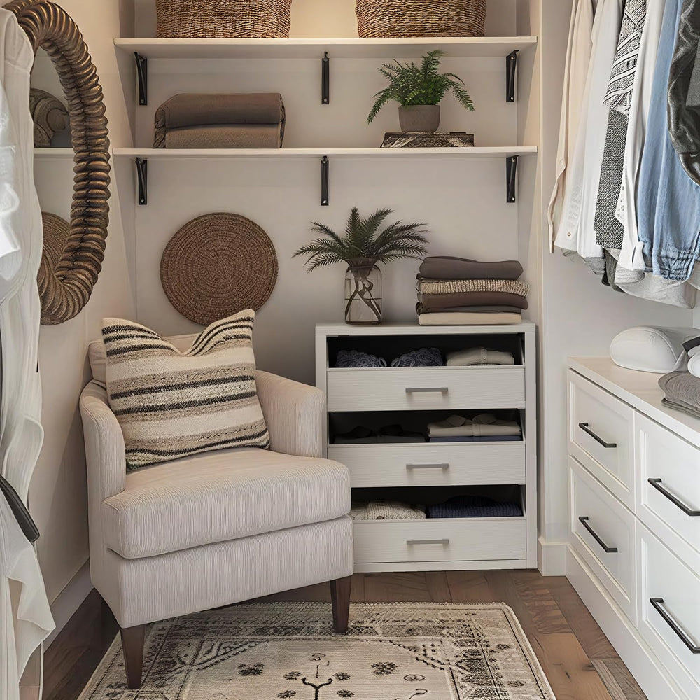 BOLUO Closet Drawers White 3 Drawer Dresser for Closet Organizers and Storage...