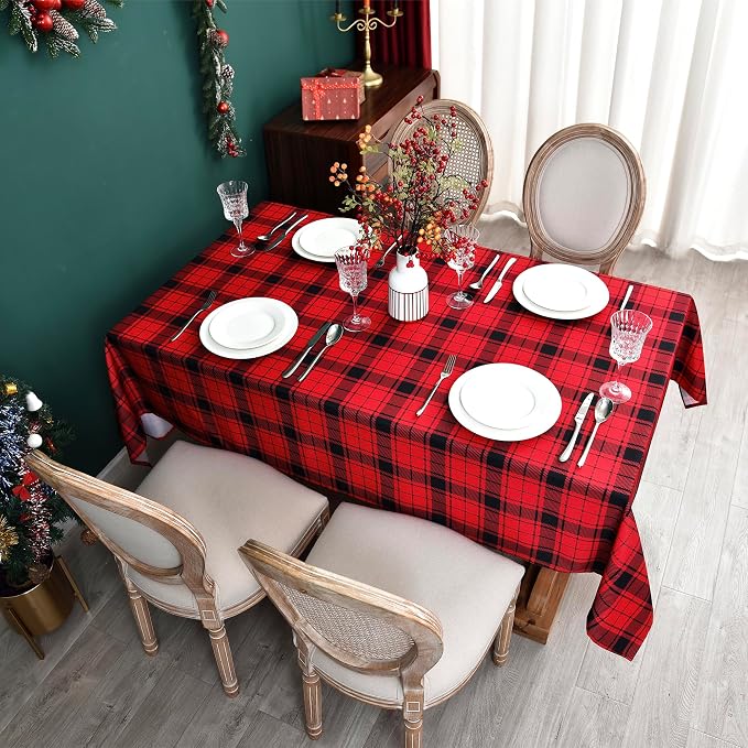 Classic Gingham Buffalo Xmas Tablecloth Fabric - Image 8