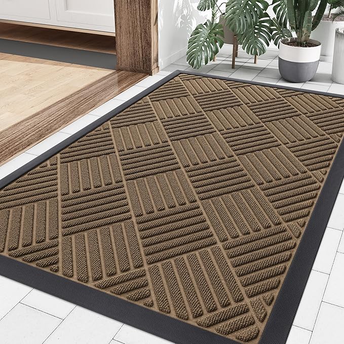 Smiry Front Door Mat Outside Entrance, Heavy Duty Outdoor Indoor Natural Rubber by Smiry