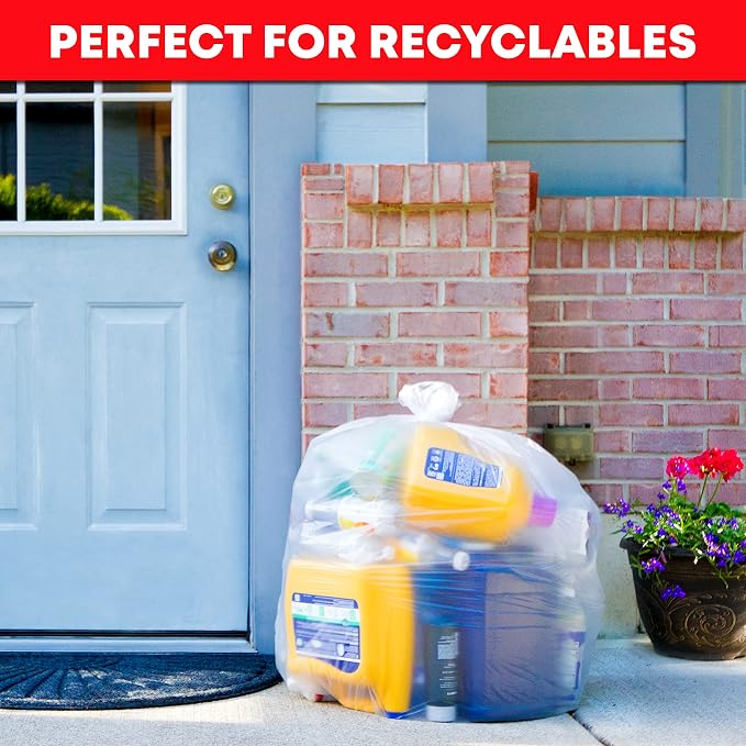 Tasker 30-33 Gallon Clear Trash Bags Heavy Duty Large Plastic Bags - Image 3