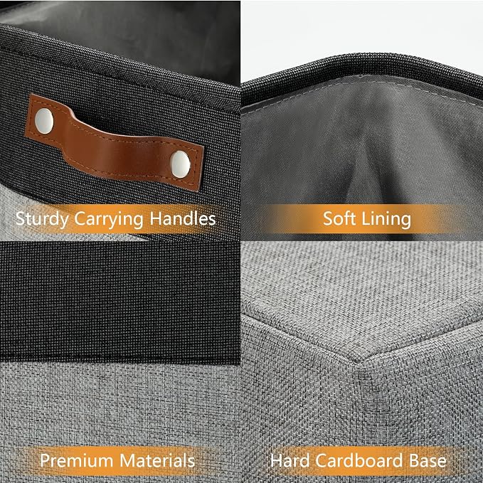 DULLEMELO Grey Storage Baskets for Organizing 3 Pack Fabric Shelf Baskets for - Image 4