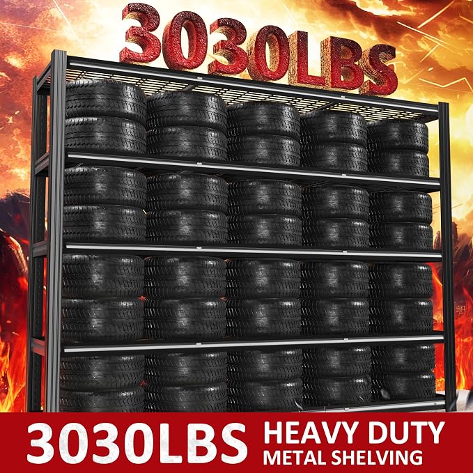60" W Garage Shelving 5-Tier Storage Shelves Adjustable Metal Shelving Units - Image 4