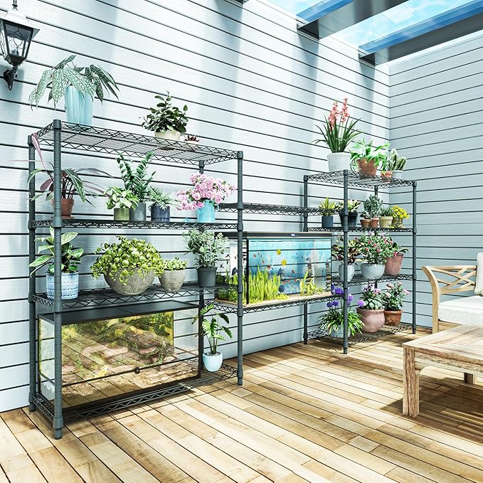 IZEUK Outdoor Metal Storage Shelving Unit, 4-Tier Heavy Duty Wire Rack Organizer - Image 6