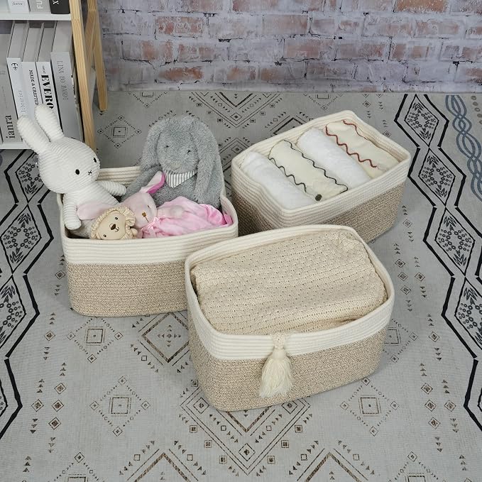 Cotton Rope storage Basket Bins Woven Basket - Image 4