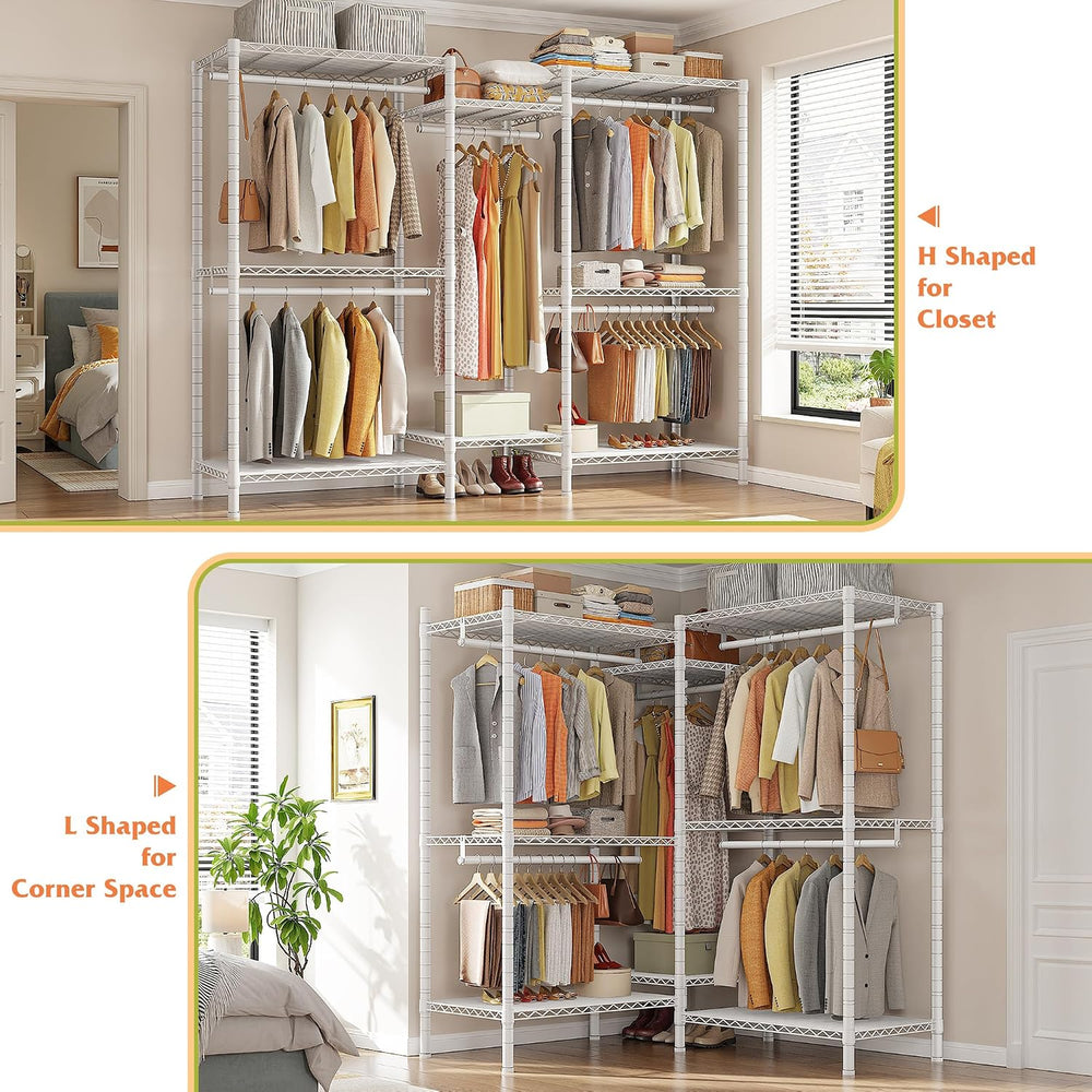 Raybee Clothes Rack, L Shaped Portable Closets for Hanging Clothes, 900LBS