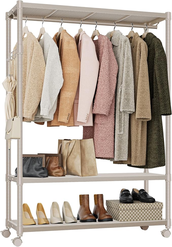 IZEUK Heavy Duty Rolling Garment Rack Wire Clothes Rack by IZEUK
