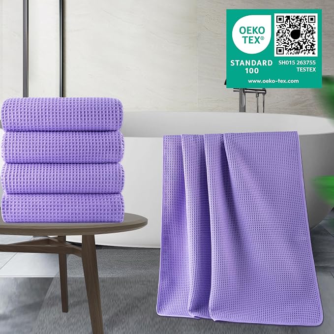 POLYTE Microfiber Oversize Quick Dry Lint Free Bath Towel, 60 x 30 in, 4 Pack - Image 5