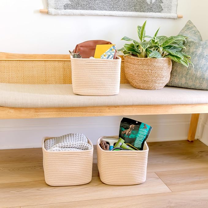 NaturalCozy Storage Cubes 9”x9”x7”Cotton Rope Woven Baskets - Image 9