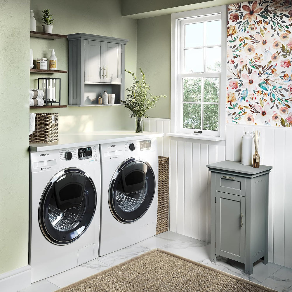 RiverRidge 06-076 Home Somerset Collection Single Door Floor Cabinet, Gray, N...