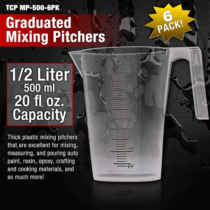 TCP Global 1/2 Liter Plastic Graduated Measuring and Mixing Pitcher - Image 2