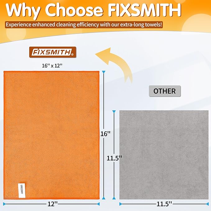 FIXSMITH Microfiber Cleaning Cloth -Pack of 12, Highly Absorbent Cleaning Rags - Image 2
