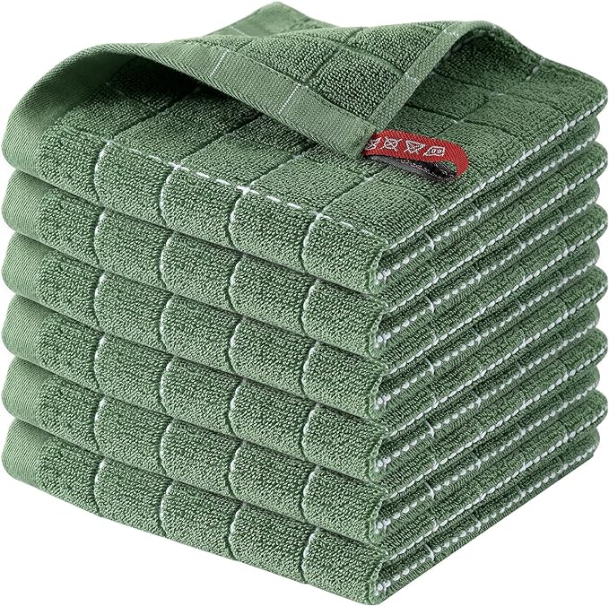 Homaxy 100% Cotton Terry Kitchen Dish Cloths, Ultra Soft and Absorbent Dish by Homaxy