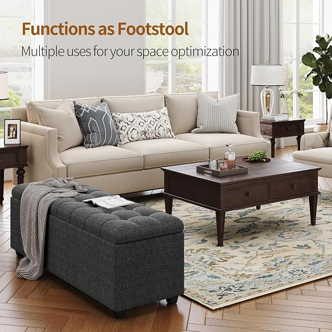 Ottoman with Storage 38 inches, Furniture End of Bed Storage Benches, Long - Image 5