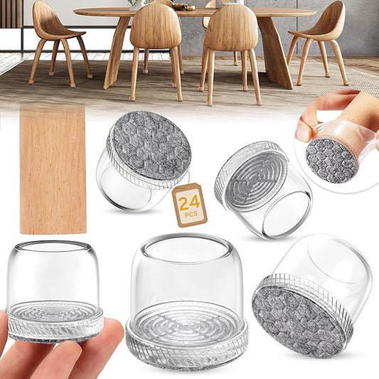 24PCS Round Chair Leg Floor Protectors, Furniture Sliders, Chair Leg Protectors by Indemo