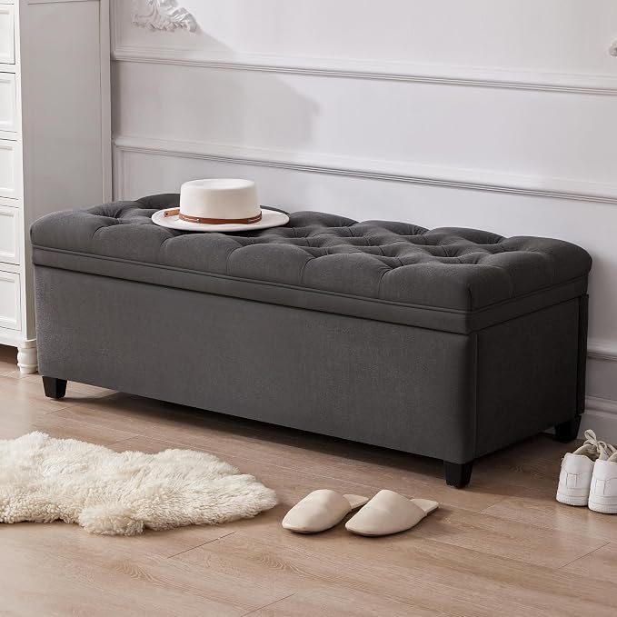 50" Storage Ottoman Bench, Tufted Ottoman - Image 7