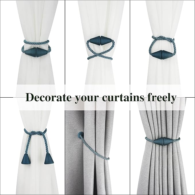 4 Pack Magnetic Curtain Tiebacks Rope Modern Handmade Curtain Tie Backs - Image 5