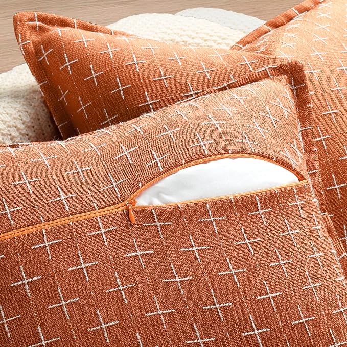 ZWJD Pillow Covers 24x24 Set of 2 Soft Fall Decor Polyester Textured Pillow - Image 3