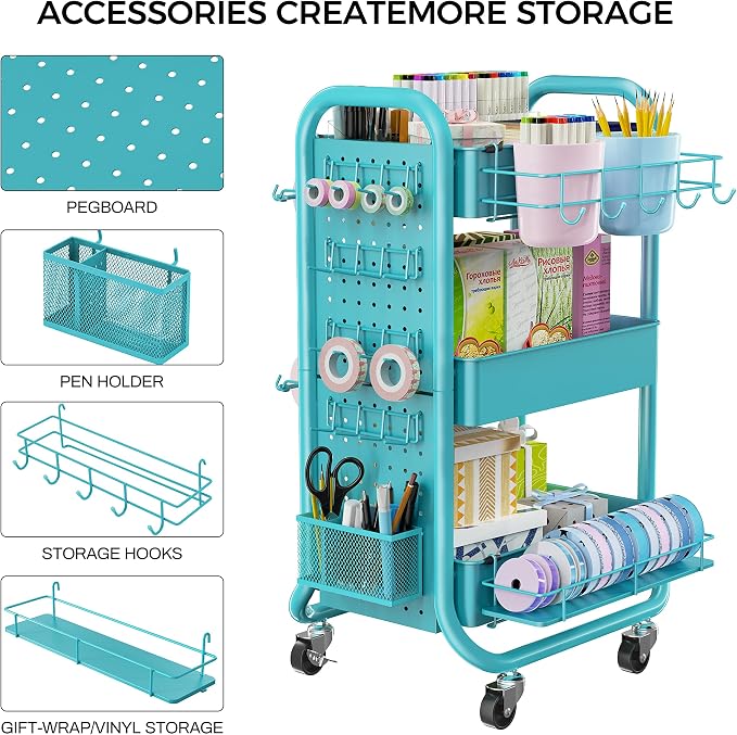 DESIGNA 3-Tier Utility Storage Rolling Cart - Image 5
