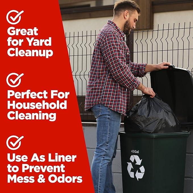 ToughBag 40-45 Gallon Trash Bags Heavy Duty | Black Garbage Bags | Made In USA - Image 2