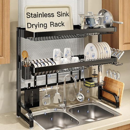 3 Tier Extra Large Stainless Steel Expandable Over The Sink Dish Drainer Drying by MAJALiS