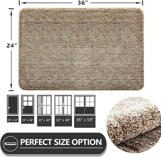 REFETONE Indoor Doormat, Front Door Mat 24"x36" Absorbent Rubber Backing Non - Image 2