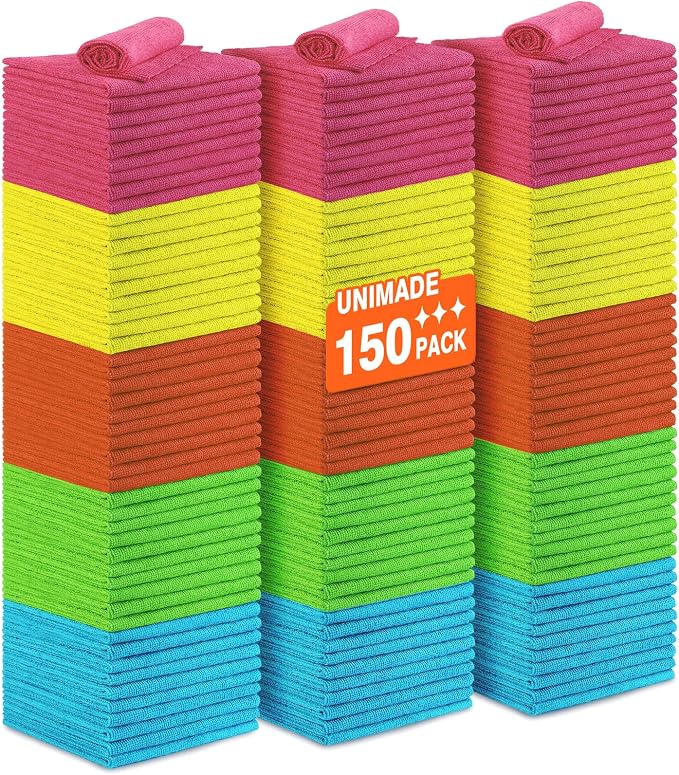 Microfiber Cleaning Cloth, 150PK Reusable Shop Rags Bulk Microfiber Cleansing by Unimade