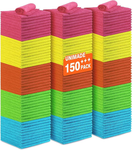 Microfiber Cleaning Cloth, 150PK Reusable Shop Rags Bulk Microfiber Cleansing by Unimade