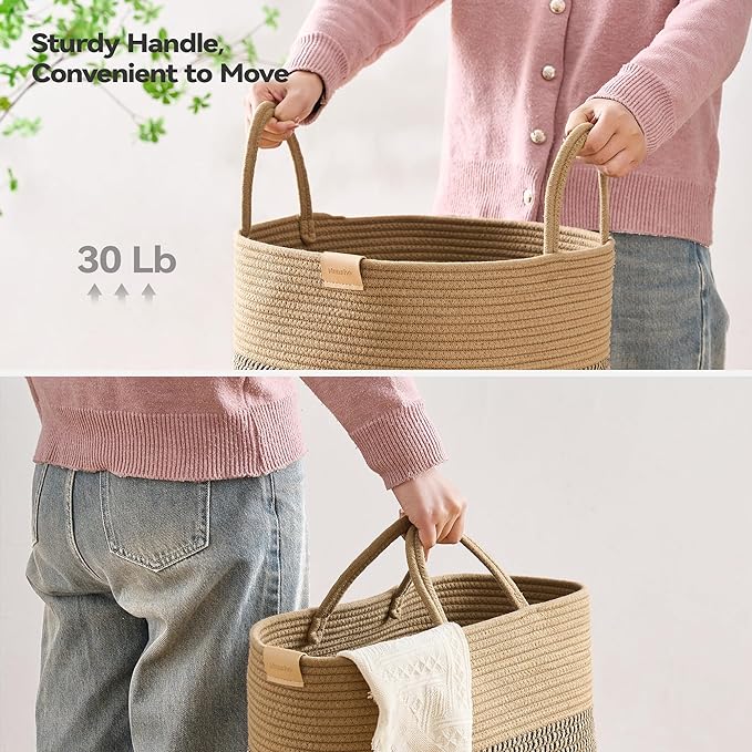 80L Laundry Hamper Basket, Baby Nursery Woven Storage Basket - Image 4
