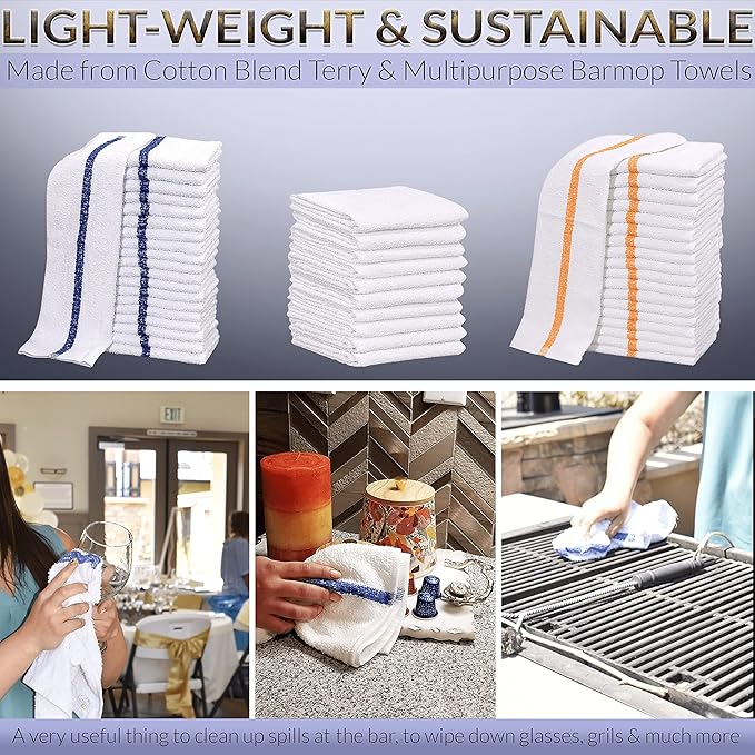 60 PC New Cotton Blend White Restaurant Bar Mops Kitchen Towels - Image 3