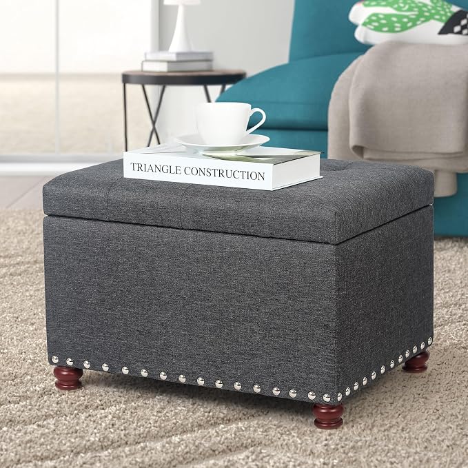 Joveco Storage Ottoman Linen Tufted Bench - Image 7