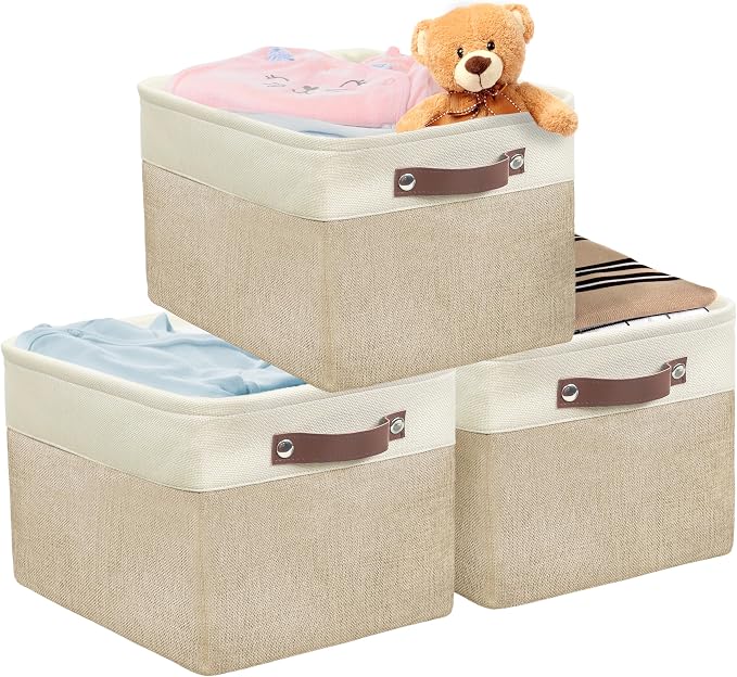 SIMPLE HOUSEWARE Large Fabric Storage Bin, 3 Pack - Image 8