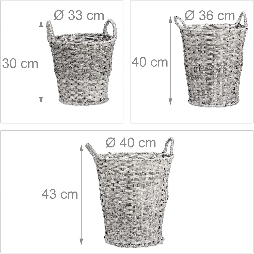 Relaxdays Set of 3 Storage Baskets, Woven, Robust, Storage Bin, Shelf Unit, 3...
