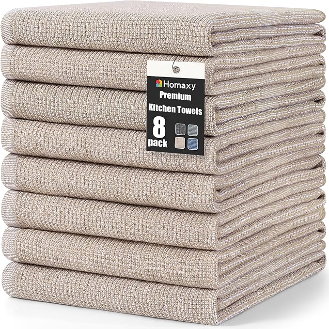 Homaxy Premium Kitchen Towels, Large Cotton Kitchen Hand Towels, Flat and Terry by Homaxy