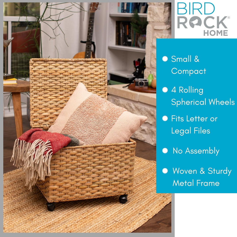 BIRDROCK HOME Seagrass Rolling File Cabinet | Office Storage | Home | Natural